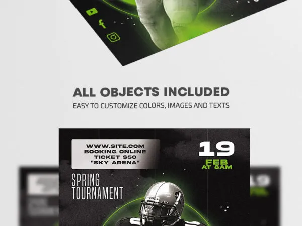Dark and Circle Football Tournament Flyer Template 1