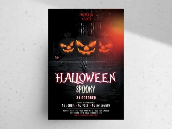Dark and Horror Halloween Party Flyer Template 1