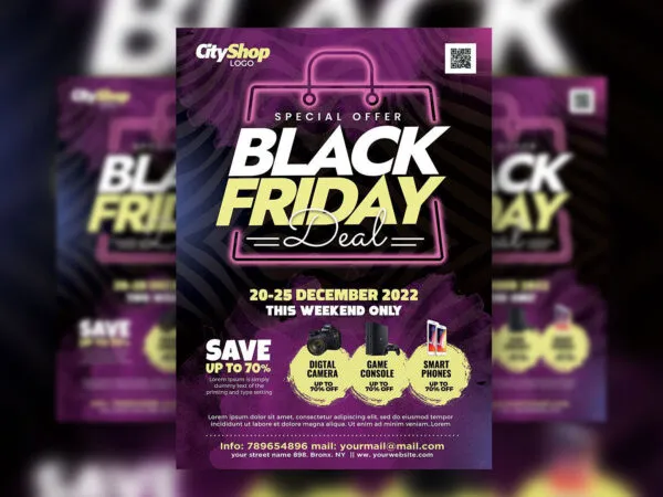 Dark and Pattern Multipurpose Black Friday Sale Flyer Template 1