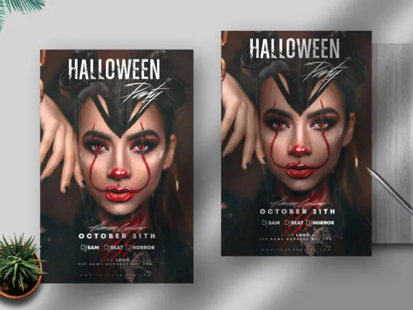 Dark and Scary Club Halloween Party Flyer Template 1