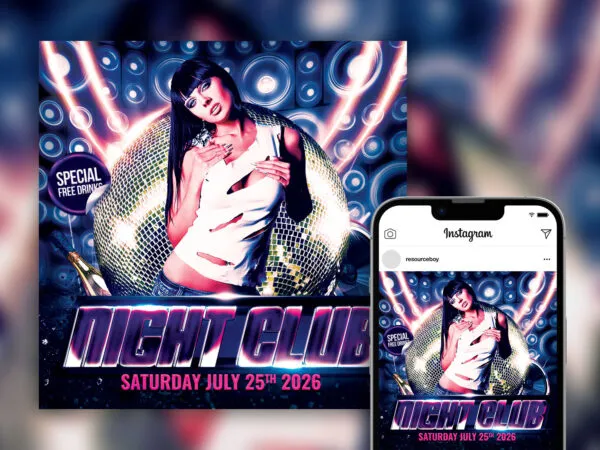 Dazzling Spectacular Nightclub DJ Party Instagram Post Template 1