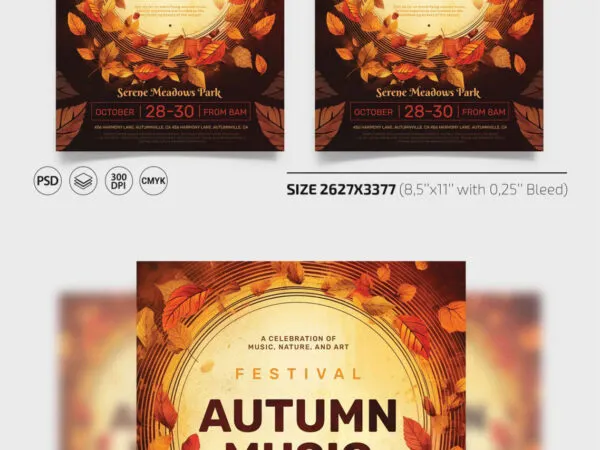 Delightful Autumn Music Festival Flyer Instagram Post Template 1