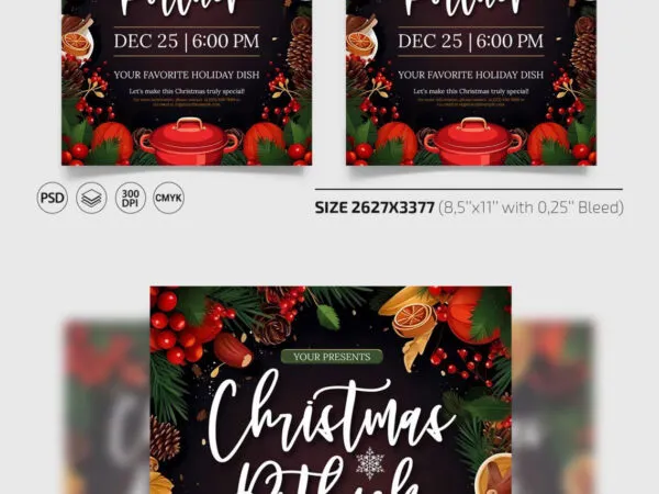 Delightful Christmas Potluck Flyer Instagram Post Template 1