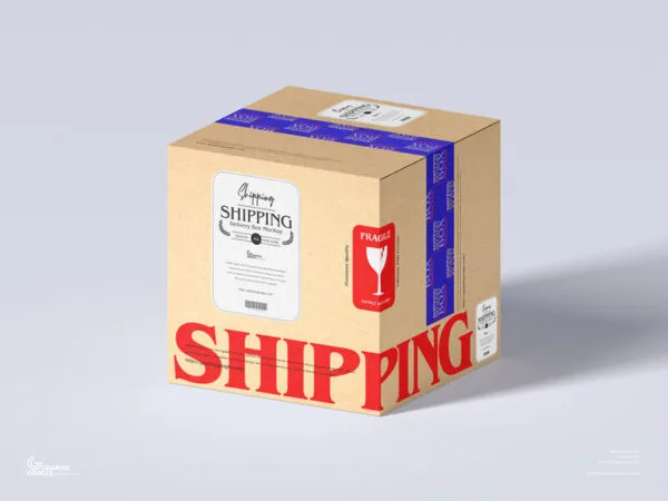 Delivery Kraft Carton Standing in Perspective Mockup 1