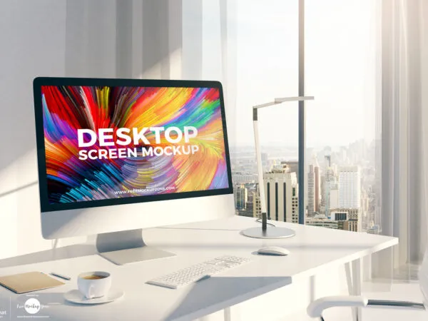 Desktop Screen Mockup in Office Setting 1
