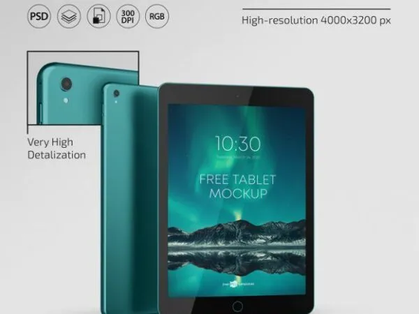 Different Views of Two Photorealistic Tablet Mockups 1