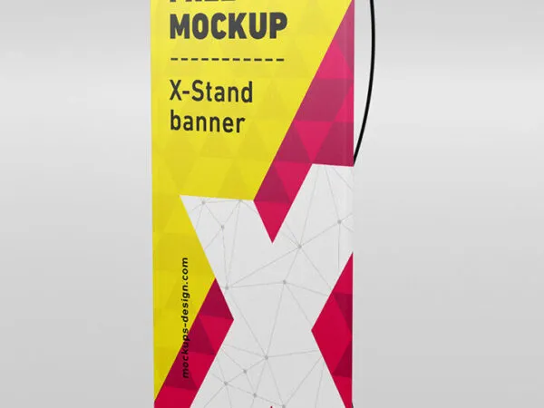 Different Views of a X Stand Banner Mockup 1