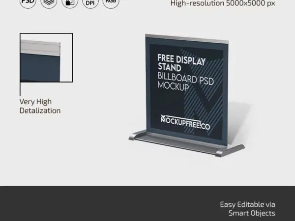 Display Stand Billboard Mockup in 3 Sights 1