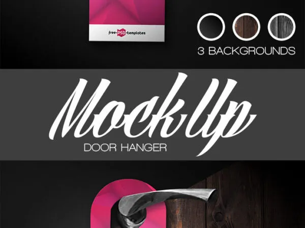 Door Hanger Hung Over Door Handle in Front View Mockup 1