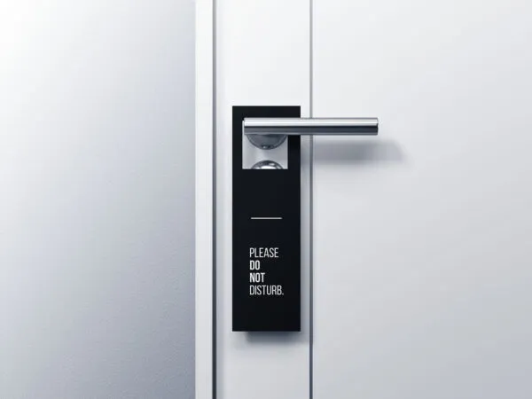 Door Hanger Placed on Door Lever Mockup 1
