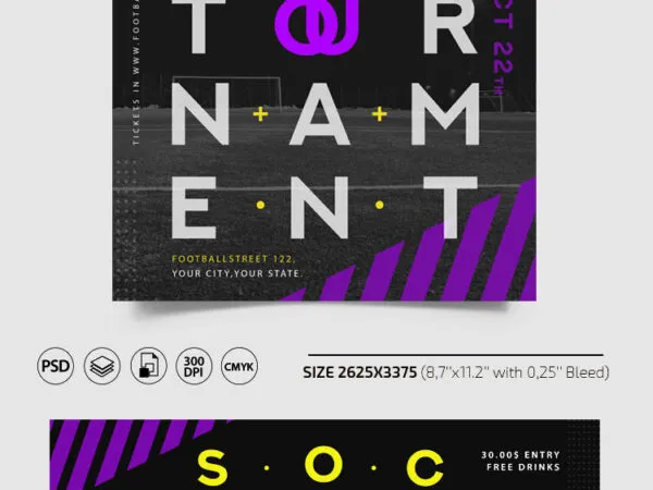 Dots Border Soccer Flyer and Facebook Cover Templates 1