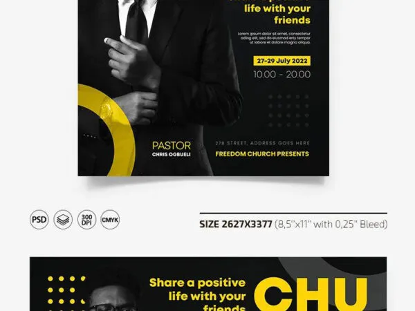 Dots Modern Church Flyer and Facebook Cover Templates 1