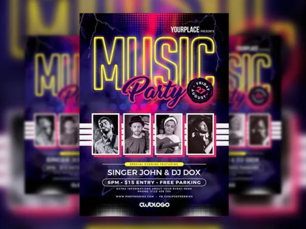 Dots Music Party Flyer Template 1