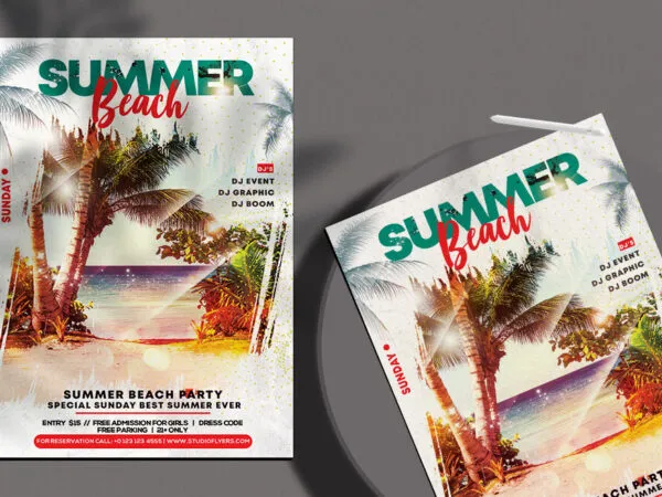 Dots Tropical Summer Beach Party Flyer Template 1