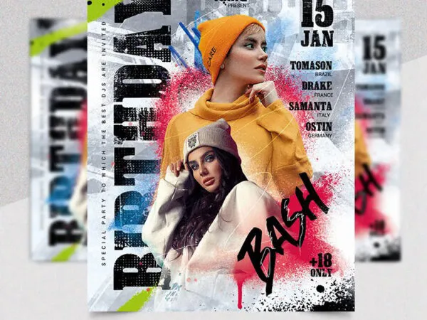 Dotted Birthday Bash Flyer Template 1