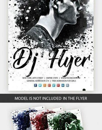 Dotted Grunge DJ Party Flyer Template 1