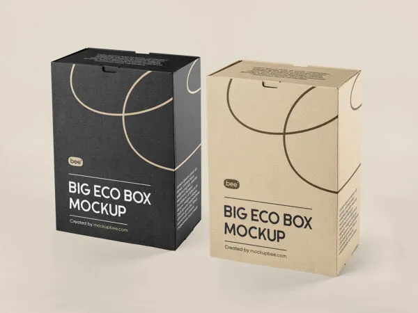 Double Big Box Mockup in Perspective Show 1