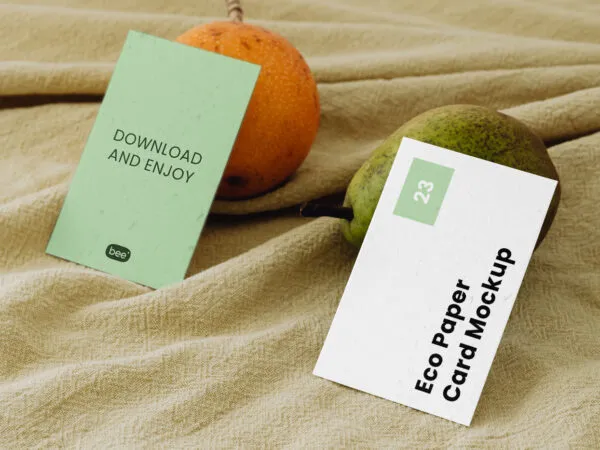 Double Business Card Mockup on Fabric 1