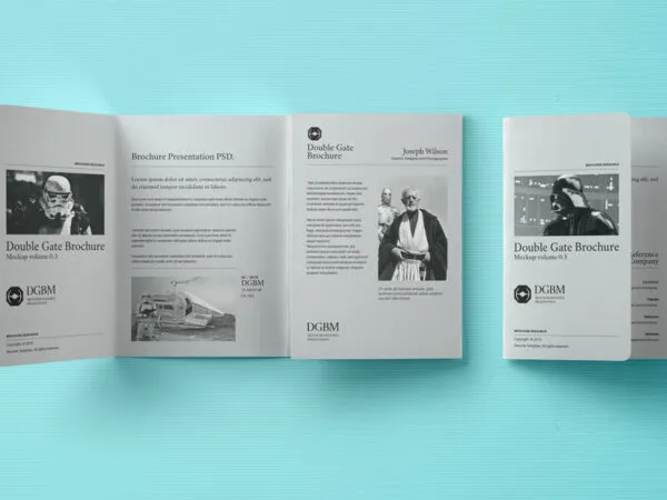 Double Gate Fold Brochure Opened and Closed Versions Mockup 1