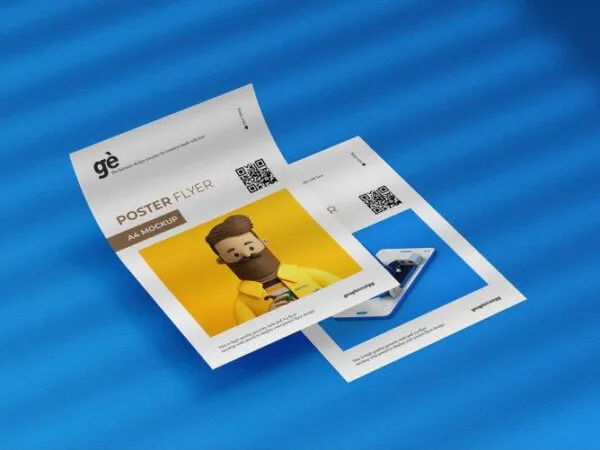 Double Sided A4 Flyer in Perspective Mockup 1