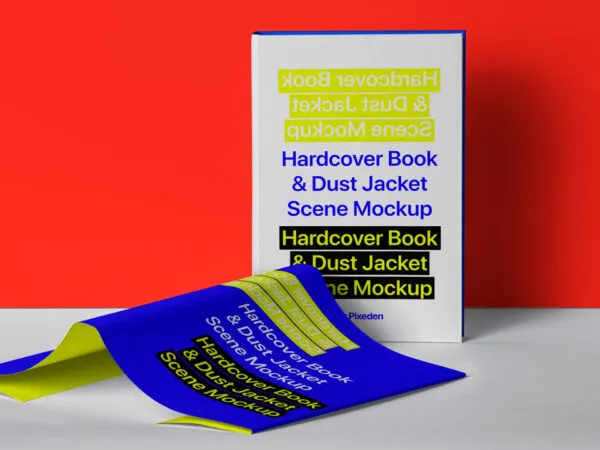 Dust Jacket and Hardcover Book Mockup from a Front View 1