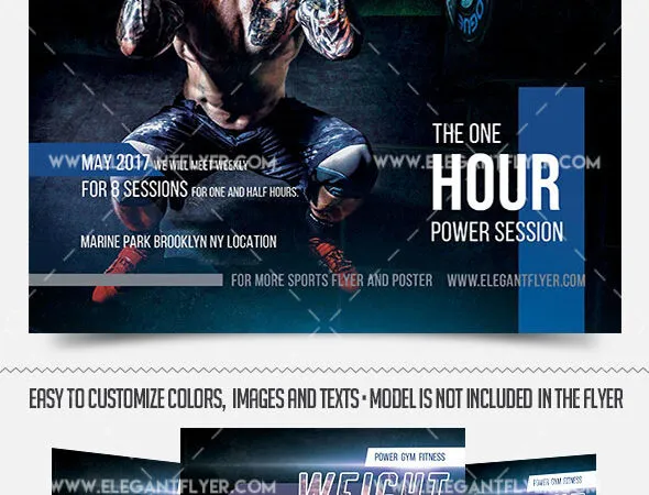 Dynamic Photo Weight Training Flyer and Facebook Cover Template 1