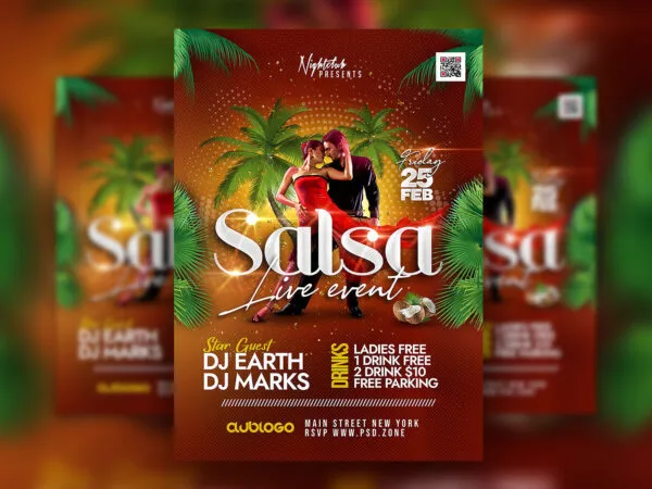 Dynamin Salsa Live Event Flyer Template 1