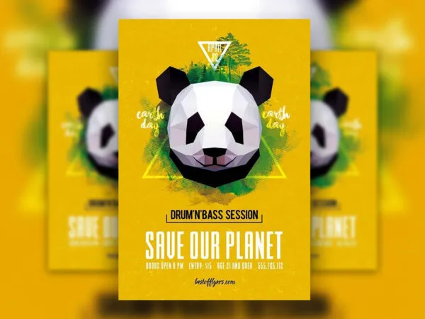 Earth Day Event Geometric Design Flyer Template 1