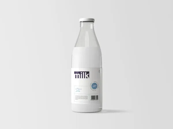 Editable Classic Glass Milk Bottle Mockup 1