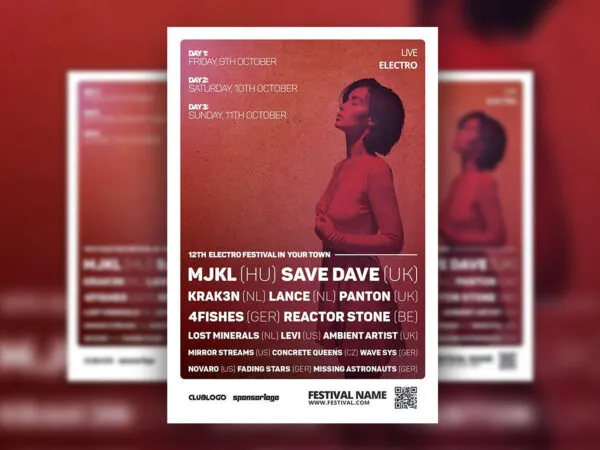 Electro Music Concert Festival Flyer Template 1