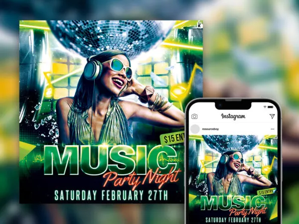Electro Nightclub Instagram Post Template 1