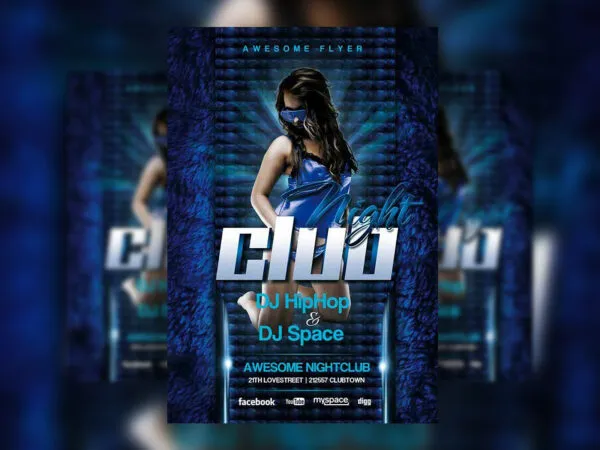 Electro Nightclub and DJ Artist Flyer Template 1