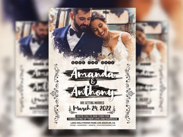 Elegant 5×7 Wedding Invitation Card Template 1