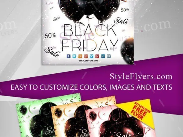 Elegant Balloon Black Friday Event Flyer Template 1