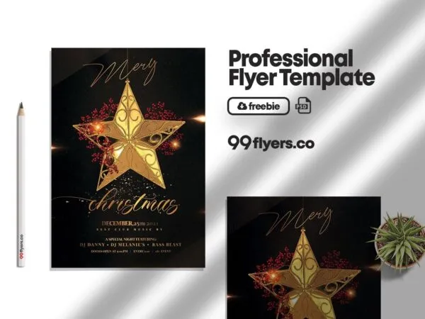 Elegant Black Christmas Party Flyer Template 1