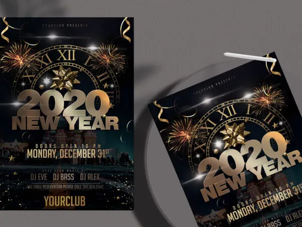 Elegant Black and Gold New Year Eve Flyer Template 1