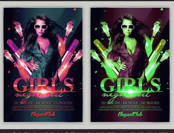 Elegant Bold Girls Night Out Flyer Template and Facebook Cover 1