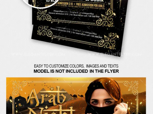 Elegant Border Arab Night Party Flyer Template and Facebook Cover 1
