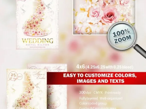 Elegant Border Floral Wedding Flyer Template 1