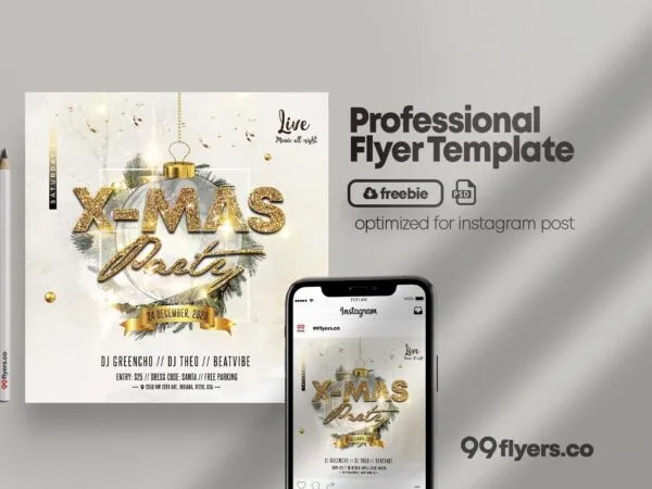 Elegant Christmas Party Event Flyer and Instagram Template 1