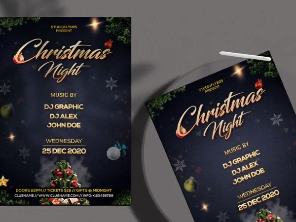 Elegant Christmas Party Flyer Template 1
