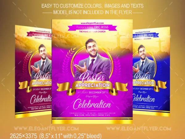 Elegant Circle Pastor Flyer Template and Facebook Cover 1