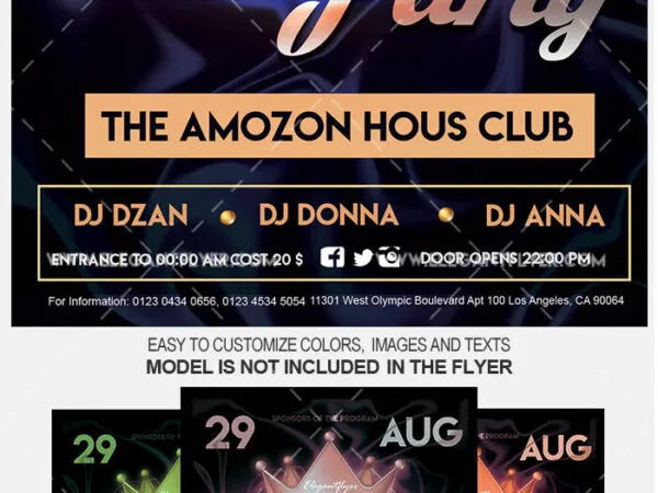 Elegant Crown Nightclub Party Flyer and Facebook Cover Template 1
