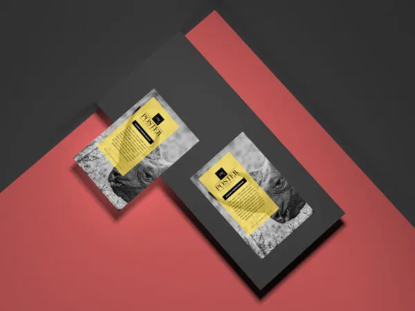 Elegant Customizable Posters Mockup on a Surface 1