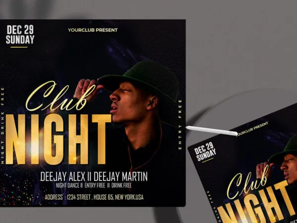 Elegant DJ Club Night Event Flyer Instagram Template 1