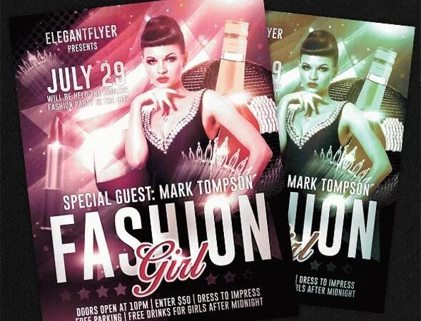 Elegant Feminine Fashion Event Flyer and Facebook Cover Template 1