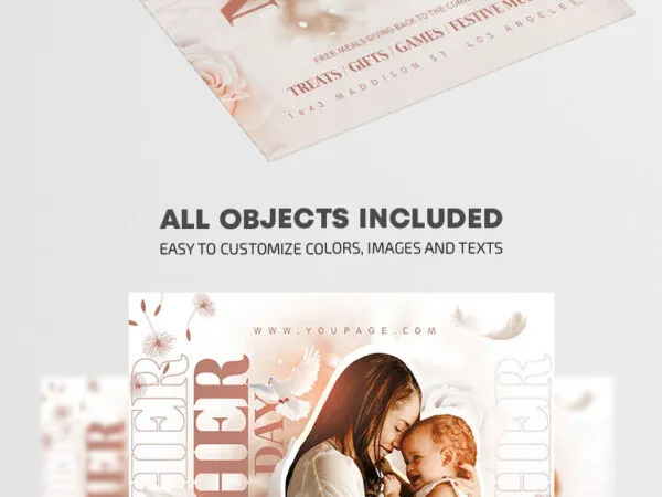 Elegant Floral Bold Mothers Day Flyer Template 1