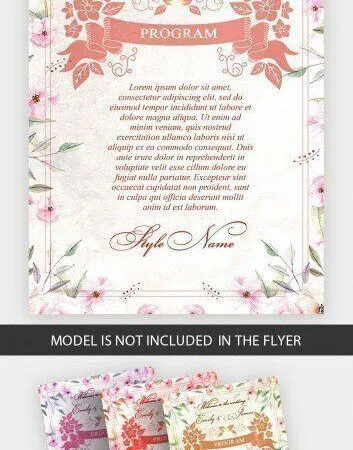 Elegant Floral Border Wedding Invitation Flyer Template 1