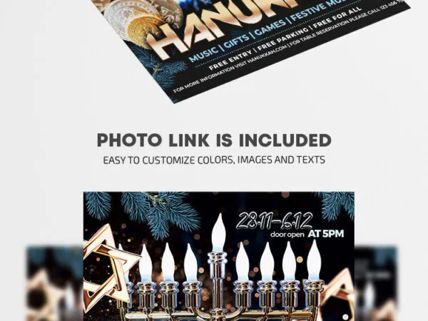 Elegant Glittery Hanukkah Flyer Template 1