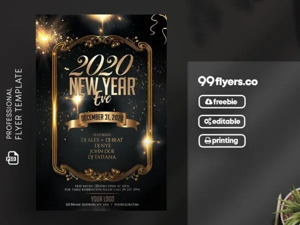 Elegant Golden New Years Eve Flyer Template 1